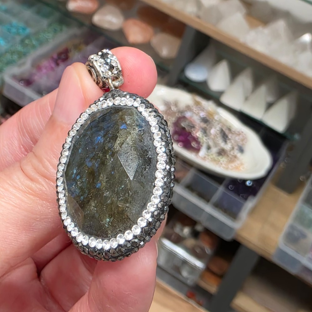 LABRODORİT YUVARLAK MODEL KOLYE UCU 4,12gr L54 - Görsel 2