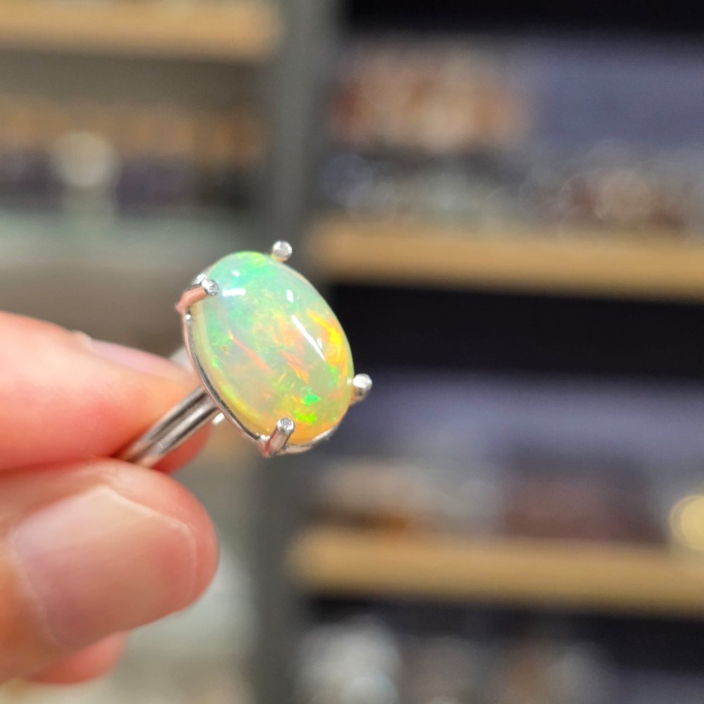 ATEŞ OPAL ETİYOPYA 7A KALİTE AYARLI GÜMÜŞ YÜZÜK 2,46Gr N7