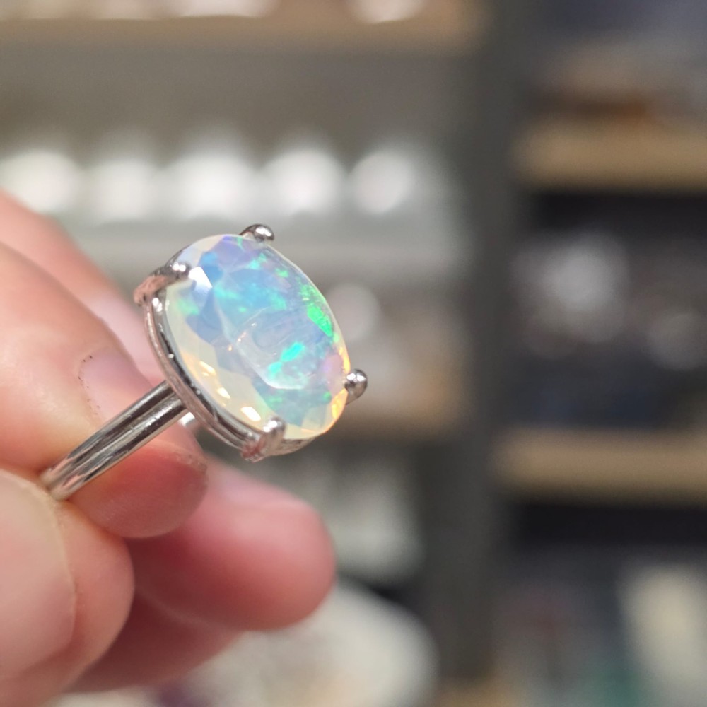 ATEŞ OPAL ETİYOPYA 7A KALİTE AYARLI GÜMÜŞ YÜZÜK 2,56Gr N19