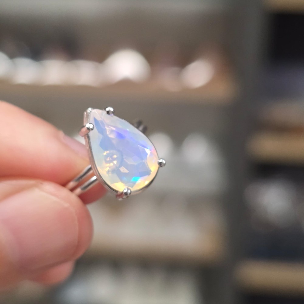 ATEŞ OPAL ETİYOPYA 7A KALİTE AYARLI GÜMÜŞ YÜZÜK 2,60Gr N17