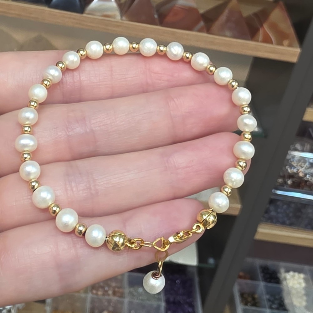 İNCİ 7A KALİTE KUYUMCU İNCİSİ BİLEKLİK GÜMÜŞ APARAT 16-19Cm İ11