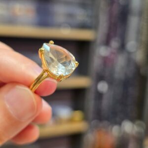 AMETİST GREN ALTIN KAPLAMA GÜMÜŞ YÜZÜK 3,40Gr G5