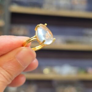 KRİSTAL KUVARS 7A KALİTE AYARLI ALTIN KAPLAMA GÜMÜŞ YÜZÜK 3,40Gr K2