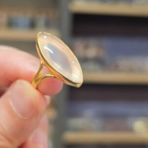 KRİSTAL KUVARS 7A KALİTE AYARLI ALTIN KAPLAMA GÜMÜŞ YÜZÜK 4,15Gr K5