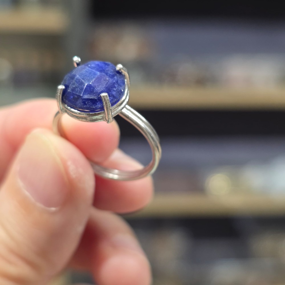 LAPİS LAZULİ FASET KESİM AYARLI GÜMÜŞ YÜZÜK 2,85Gr L2