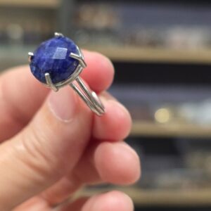 LAPİS LAZULİ FASET KESİM AYARLI GÜMÜŞ YÜZÜK 2,78Gr L6