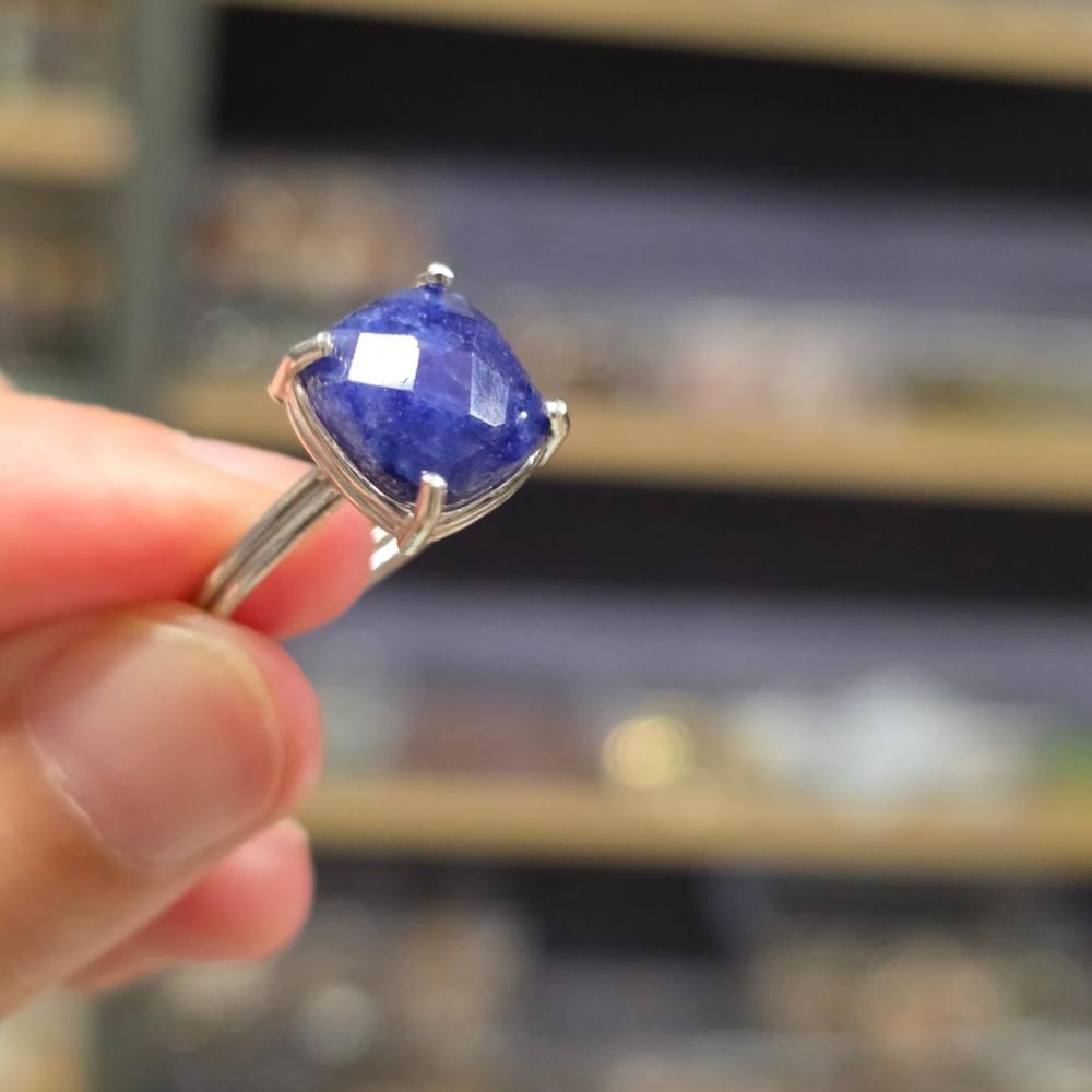 LAPİS LAZULİ FASET KESİM AYARLI GÜMÜŞ YÜZÜK 3,03Gr L5