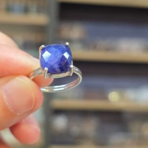 LAPİS LAZULİ FASET KESİM AYARLI GÜMÜŞ YÜZÜK 2,44Gr L7 - Görsel 3