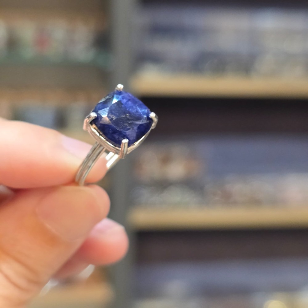 LAPİS LAZULİ FASET KESİM AYARLI GÜMÜŞ YÜZÜK 3,12Gr L13