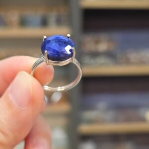 LAPİS LAZULİ FASET KESİM AYARLI GÜMÜŞ YÜZÜK 3,79Gr L11