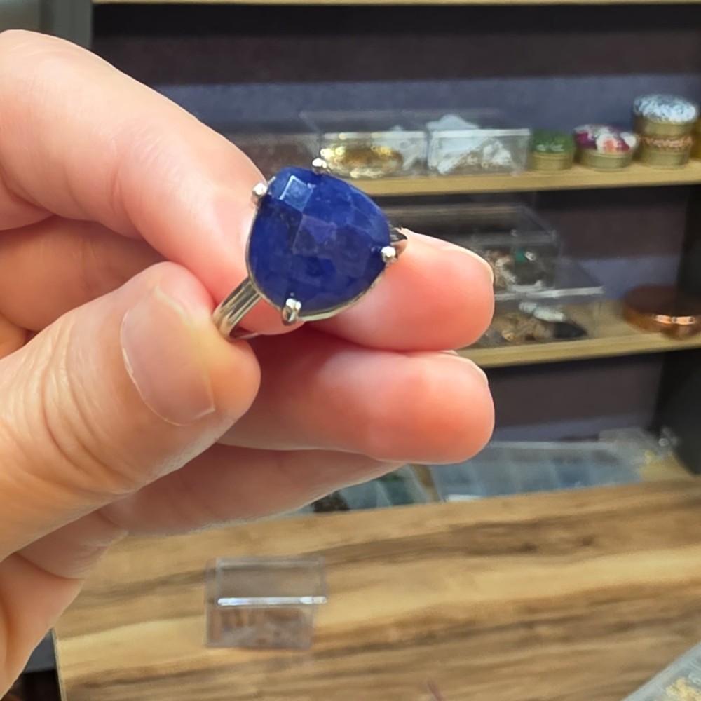 LAPİS LAZULİ FASET KESİM AYARLI GÜMÜŞ YÜZÜK 3,35Gr L18