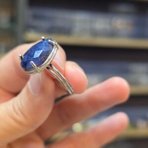 LAPİS LAZULİ FASET KESİM AYARLI GÜMÜŞ YÜZÜK 4,12Gr L16 - Görsel 3