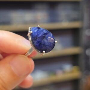 LAPİS LAZULİ FASET KESİM AYARLI GÜMÜŞ YÜZÜK 4,27Gr L14
