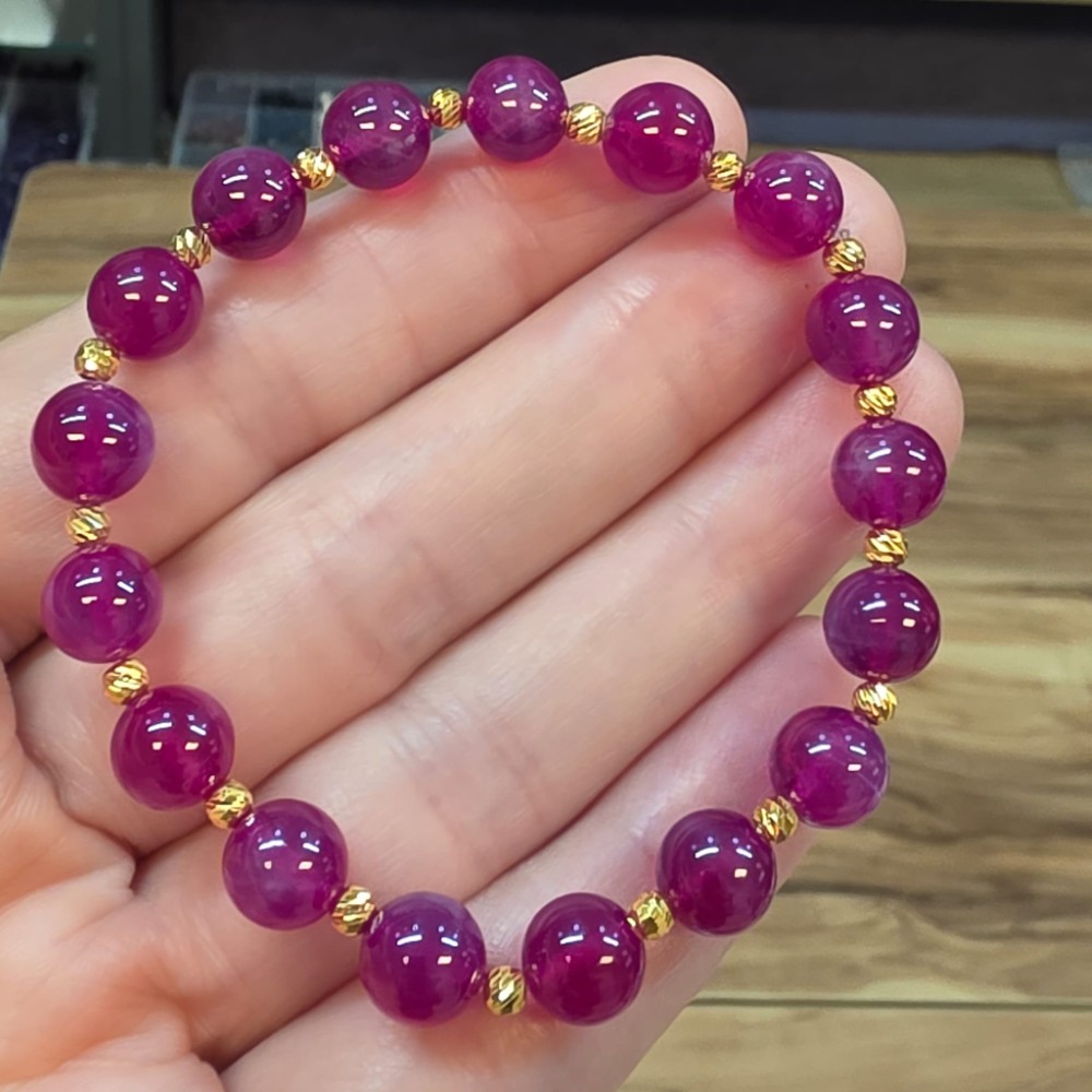 STARS YAKUT 7A KALİTE 8MM GÜMÜŞ APARATLI 16-19 BİLEKLİK YB9