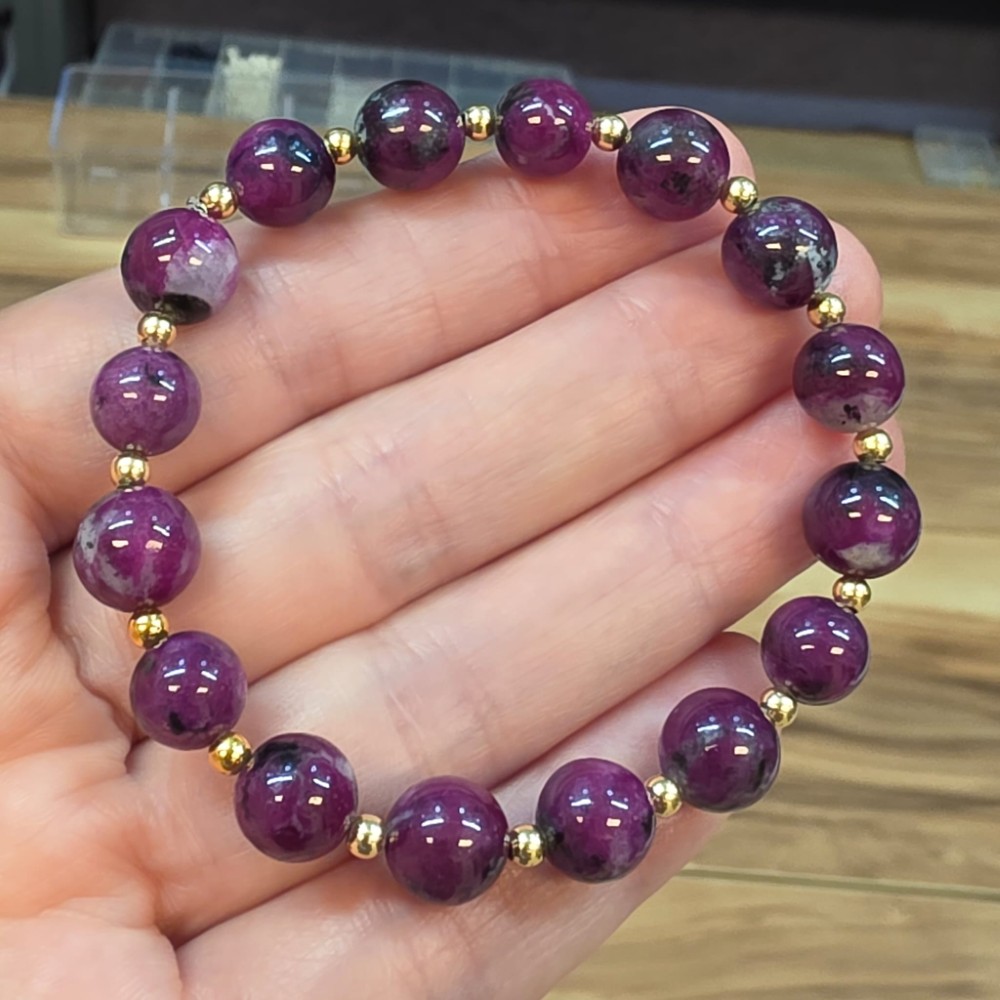 YAKUT RUBY ÜST KALİTE 7MM GÜMÜŞ APARATLI 16-19 BİLEKLİK YB11