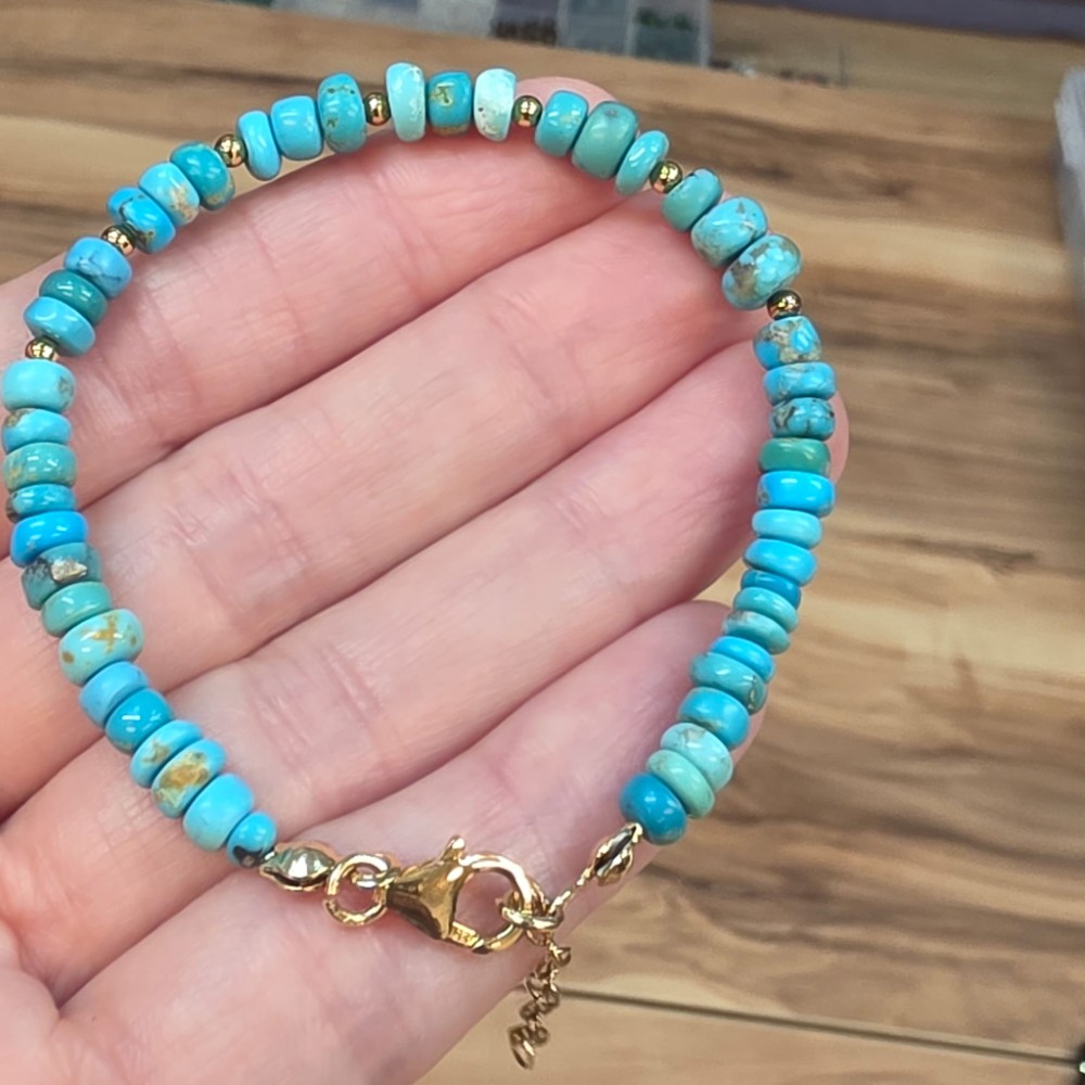 FİRUZE RONDELA KESİM GÜMÜŞ APARATLI 16-19 CM BİLEKLİK FB8