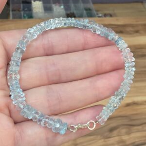 MAVİ TOPAZ GÜMÜŞ APARATLI  BİLEKLİK 16-19CM T12