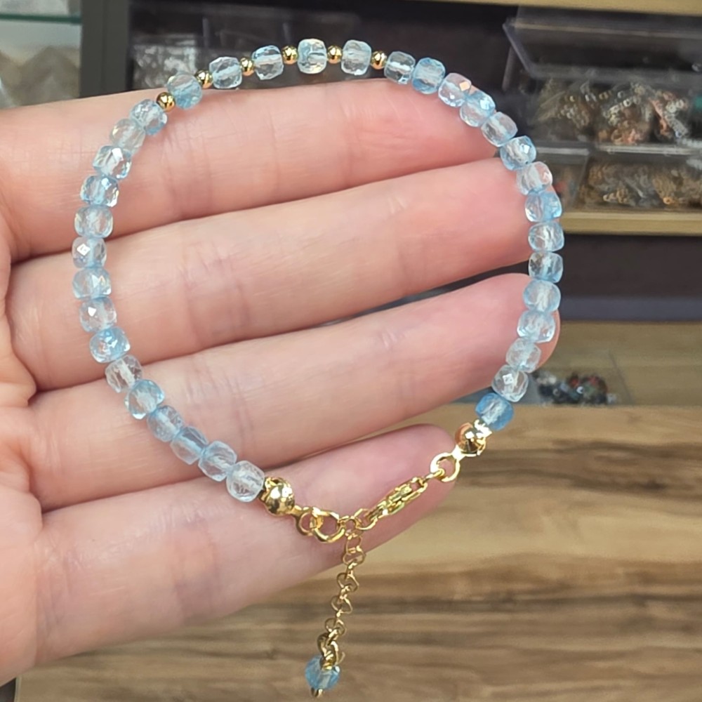 MAVİ TOPAZ 7A KALİTE GÜMÜŞ APARATLI 7MM BİLEKLİK 16-19CM T3