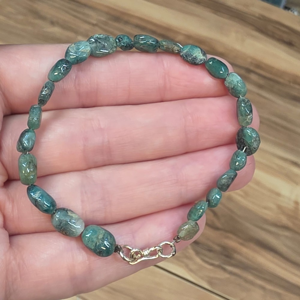 ZÜMRÜT RONDELA KESİM GÜMÜŞ APARATLI BİLEKLİK 16-19CM Z8