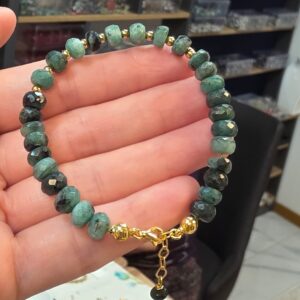 ZÜMRÜT DAMARLI RONDELA KESİM GÜMÜŞ APARATLI BİLEKLİK 16-19CM Z3