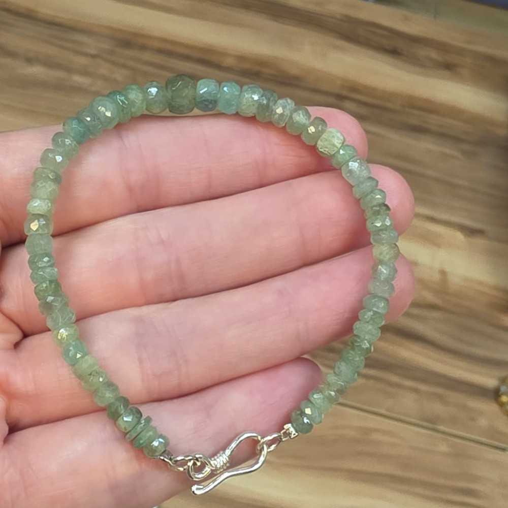 ZÜMRÜT RONDELA KESİM GÜMÜŞ APARATLI BİLEKLİK 16-19CM Z5