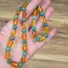 KEHRİBAR-FİRUZE YETİŞKİN KOLYESİ ORİJİNAL 24,34Gr 56cm K66
