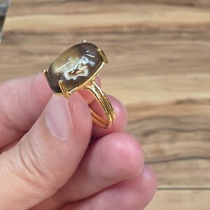 AKİK A KALİTE AYARLI  GÜMÜŞ YÜZÜK ALTIN RENK 3,90GR A1 - Görsel 3