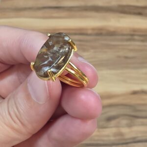 AKİK A KALİTE AYARLI  GÜMÜŞ YÜZÜK ALTIN RENK 3,68GR A2