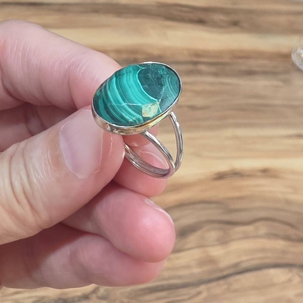 MALAKİT AA KALİTE AYARI GÜMÜŞ YÜZÜK 5,35GR M5 - Görsel 2