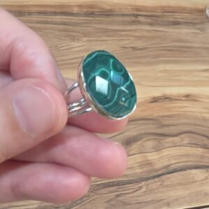 MALAKİT AA KALİTE AYARI GÜMÜŞ YÜZÜK 5,38GR M8 - Görsel 2