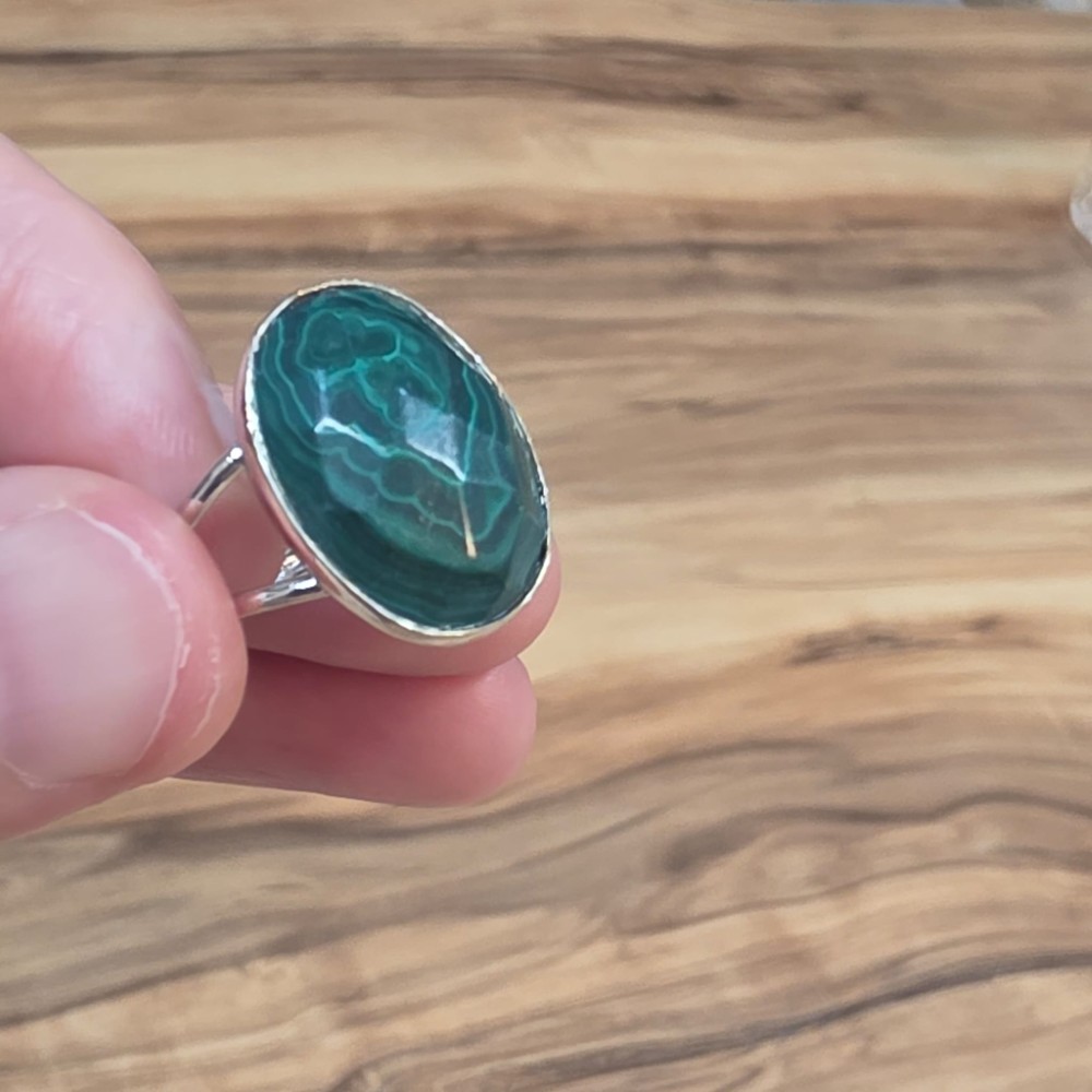 MALAKİT AA KALİTE AYARI GÜMÜŞ YÜZÜK 4,98GR M4