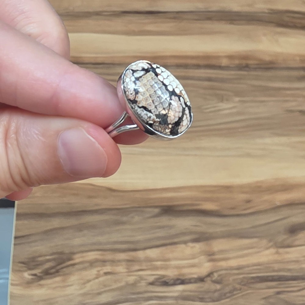 YILAN FOSİLİ ORİJİNAL AYARLI GÜMÜŞ YÜZÜK  4,35 GR Y5