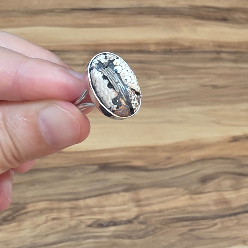 YILAN FOSİLİ ORİJİNAL AYARLI GÜMÜŞ YÜZÜK  4,30 GR Y2