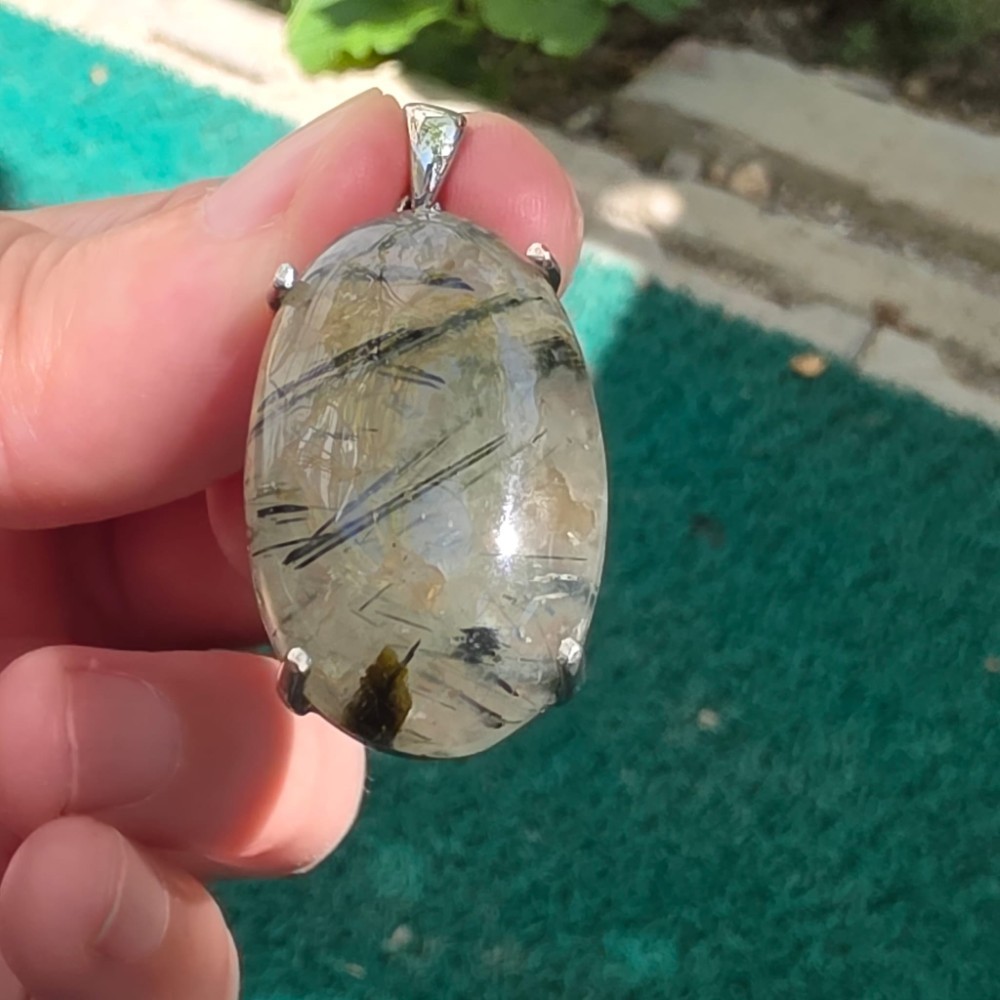 RUTİL KUVARS 7A KALİTE GÜMÜŞ KOLYE UCU 9,15GR İ12 - Görsel 4
