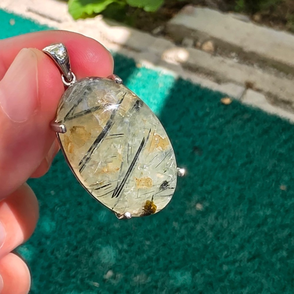 RUTİL KUVARS 7A KALİTE GÜMÜŞ KOLYE UCU 9,15GR İ12