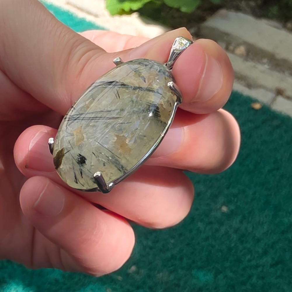 RUTİL KUVARS 7A KALİTE GÜMÜŞ KOLYE UCU 9,15GR İ12 - Görsel 2