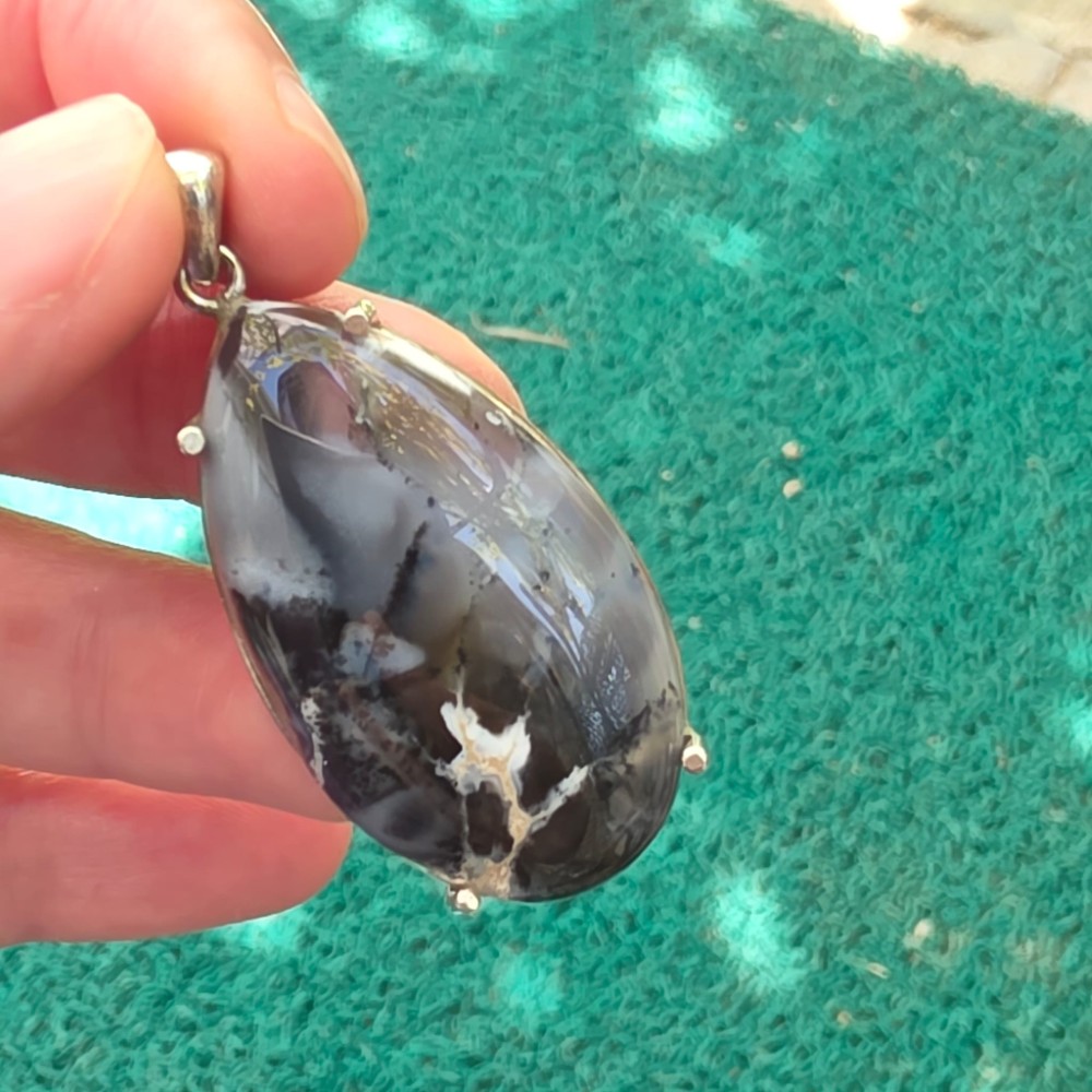 DENTRİL OPAL AA KALİTE GÜMÜŞ KOLYE UCU 11,25GR D2 - Görsel 2