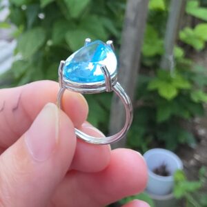 MAVİ TOPAZ AYARLI GÜMÜŞ YÜZÜK 5,38GR   T11 - Görsel 3