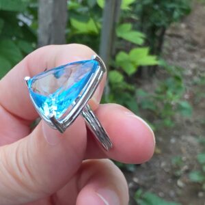 MAVİ TOPAZ AYARLI GÜMÜŞ YÜZÜK 4,95GR   T15 - Görsel 3