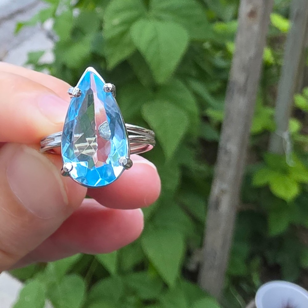 MAVİ TOPAZ AYARLI GÜMÜŞ YÜZÜK 3,94GR   T14