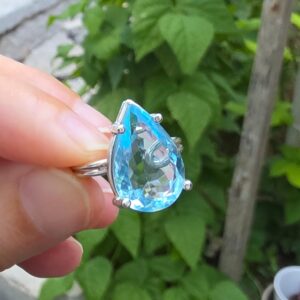 Alternative view of MAVİ TOPAZ AYARLI GÜMÜŞ YÜZÜK 4,44GR   T16