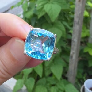 MAVİ TOPAZ AYARLI GÜMÜŞ YÜZÜK 4,39GR   T19 - Görsel 4