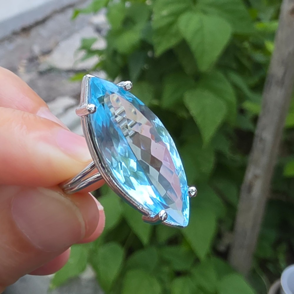 MAVİ TOPAZ AYARLI GÜMÜŞ YÜZÜK 6,00GR   T13