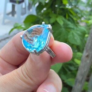 MAVİ TOPAZ AYARLI GÜMÜŞ YÜZÜK 4,80GR   T20 - Görsel 4