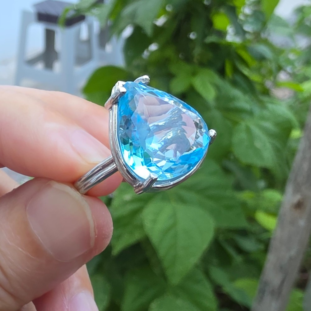 MAVİ TOPAZ AYARLI GÜMÜŞ YÜZÜK 4,80GR   T20