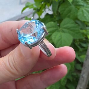 MAVİ TOPAZ AYARLI GÜMÜŞ YÜZÜK YUVARLAK 5,40GR   T28 - Görsel 4