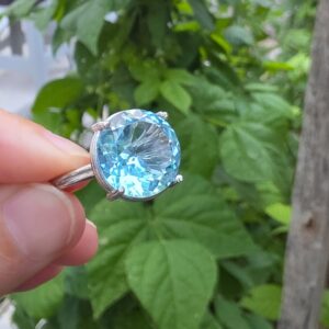 MAVİ TOPAZ AYARLI GÜMÜŞ YÜZÜK YUVARLAK 4,45GR   T29 - Görsel 3