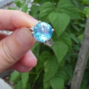 MAVİ TOPAZ AYARLI GÜMÜŞ YÜZÜK YUVARLAK 4,30GR   T31 - Görsel 4