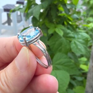 MAVİ TOPAZ AYARLI GÜMÜŞ YÜZÜK OVAL 3,53GR   T33 - Görsel 4