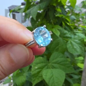 MAVİ TOPAZ AYARLI GÜMÜŞ YÜZÜK OVAL 3,25GR   T32 - Görsel 3